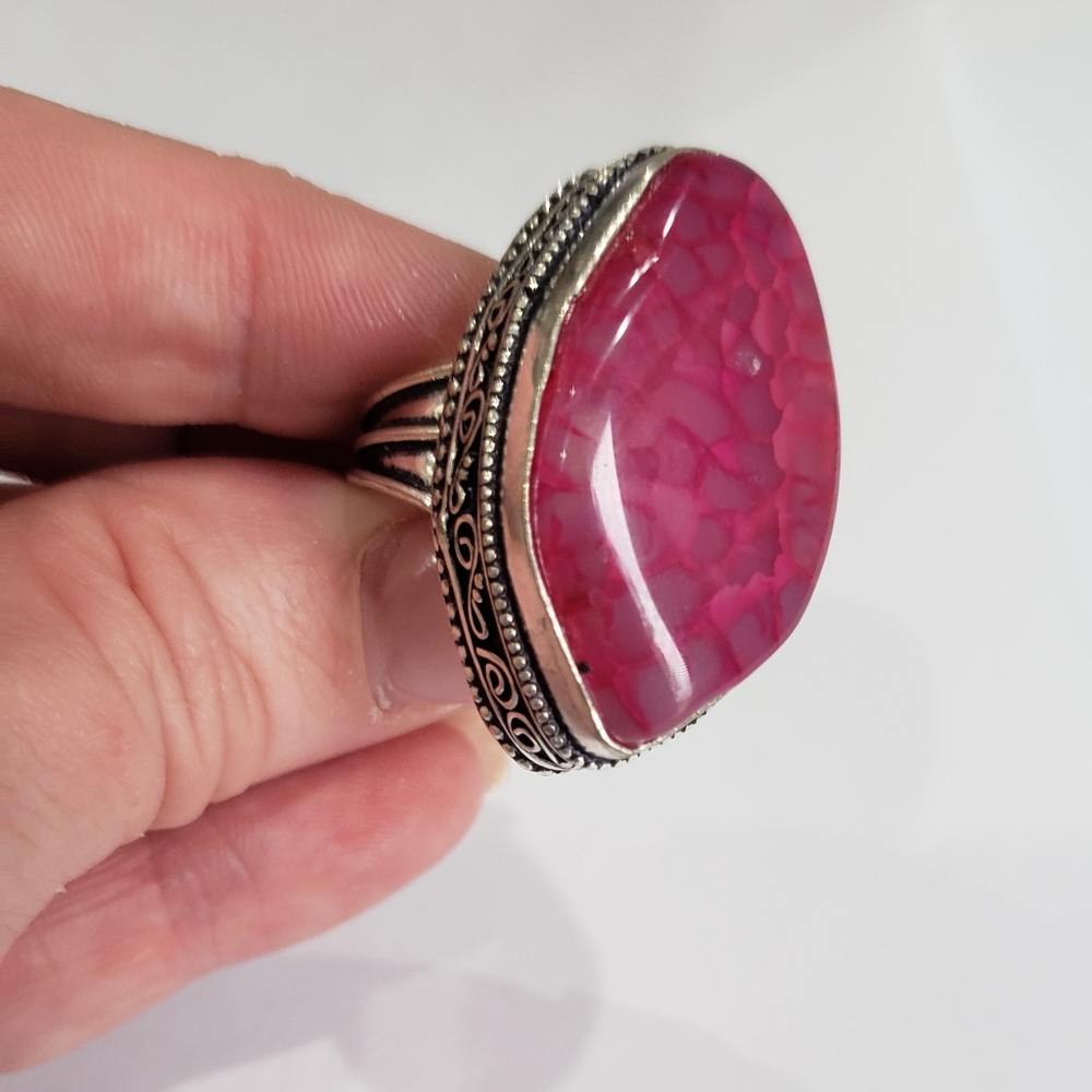 Handmade Pink Rhodonite 925 silver  ring. New never worn. - Picture 3 of 16